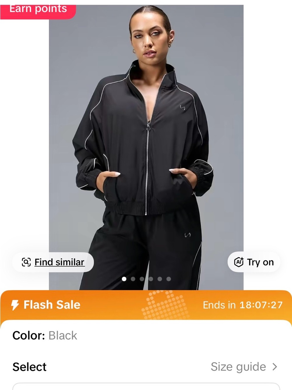 Black Track Jacket with Reflective Piping